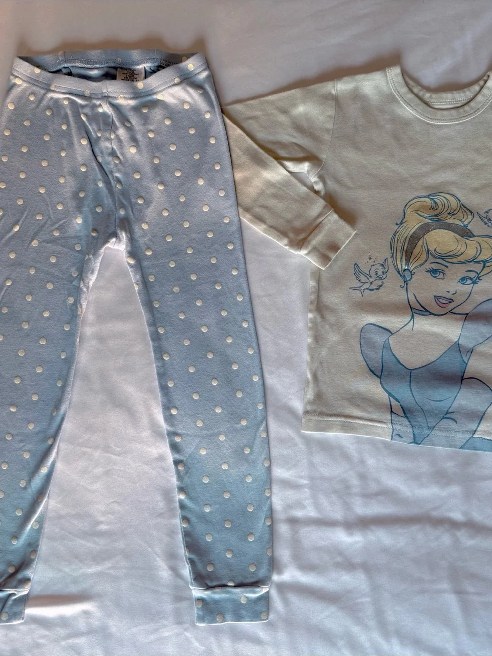 babyGAP x Disney Cinderella Girls Blue 2pc Long Sleeve Polka Dot Pajamas 5Y